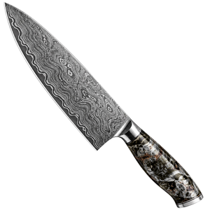 Couteau de Chef Professionnel en Acier Damas de Qualité Supérieure pour Cuisine et Restauration, Lame Tranchante pour Trancher et Hacher, Poignée Confortable - Product Image 1