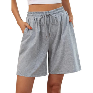 <b>Women's</b> Custom Made Regular Fit Casual Shorts Pockets Drawstring Waist Knitted Cotton Breathable Waterproof Solid Color Short - Product Image 1