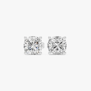Pendientes de Diamantes Cultivados en Laboratorio con Corte Cojín de 1.80 CTW, Oro Amarillo de 9K, Cuadrados, 4 Puntas, Venta al por Mayor, Joyería Fina OEM - Product Image 2