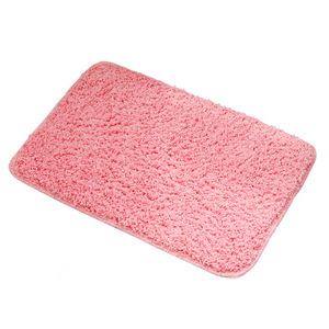 Minimalist Rectangle Bath Mat Solid Color Microfiber Anti Slip Rubber Backing For Bathroom <b>Floor</b> - Product Image 3