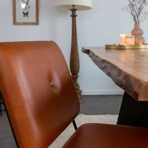 Silla Vandana Vertex Orion de cuero marrón y metal negro (juego de 2) - Product Image 3