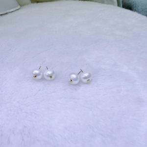 Boucles d'oreilles exquises en perles d'eau douce naturelles de 11-12 mm, perles Mantou rondes avec argent sterling, perles blanches pour femmes - Product Image 3