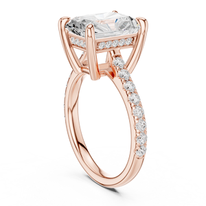 Anillo de Compromiso de Diamantes con Corte Radiante en Oro Rosa para Mujer, con Diamantes Laterales, Certificado GIA, Estilo Clásico - Product Image 3