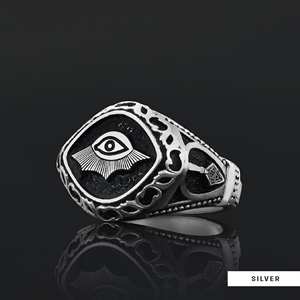 แหวนเมสัน BOJ รุ่น 030 แบบกำหนดเองได้ สำหรับทั้งชายและหญิง แหวนตราประทับฟรีเมสันส่วนบุคคล แหวนตราประทับมาสเตอร์เมสันเท็กซัส สไตล์ฮิปฮอป สีเงิน ราคาประหยัด - Product Image 6