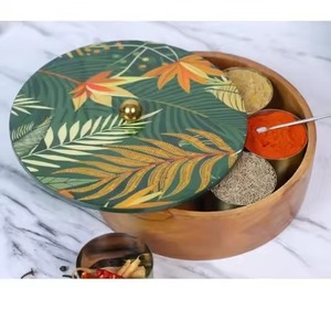 Rustic Style Wooden <b>Spice</b> <b>Storage</b> Case Multi Partition Design for Neat Arrangement of Kitchen Flavors and Herbs - Product Image 2