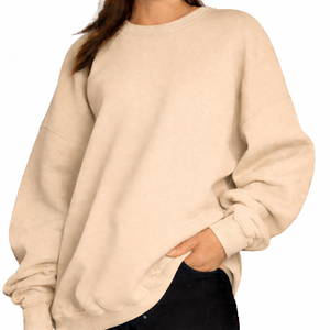 Sweat-shirt oversize pour femme, pull décontracté d'hiver, 100% coton molletonné, coupe ample, chaud, écologique, style streetwear - Product Image 5