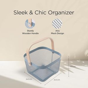 Cesta Multiusos de 15 Pulgadas con Gancho, Solución de Almacenamiento de Alambre de Acero Resistente, Asas Curvas Fáciles de Agarrar, Organización Decorativa - Product Image 2