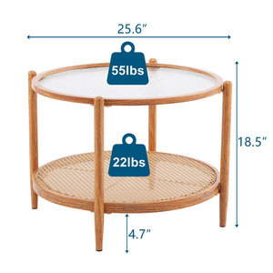 Table basse ronde en rotin de 25.6 pouces - Product Image 4