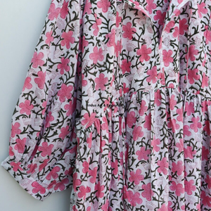 Beautiful floral Cotton Block Printed dress Dress For Casual wear Hand Block Printed Dress - Product Image 4