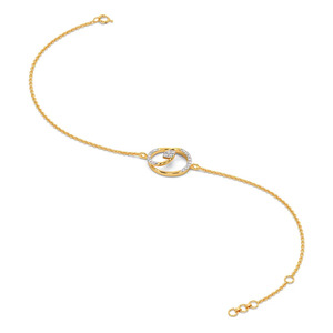 <b>Infinity</b> Spiral Diamond <b>Bracelet</b> with Yellow Gold Chain and Sculpted Circular Swirl Center Design - Product Image 4