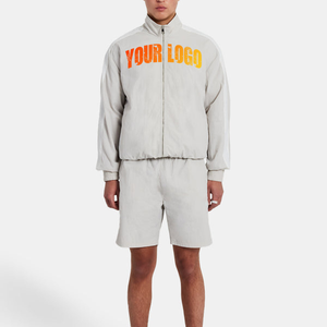2026 New Windbreaker Cotton Windproof Men <b>Zip</b> <b>Up</b> <b>Jacket</b> Shorts 2 Piece Set Solid Printed Breathable Quick Dry - Product Image 2