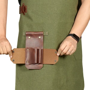 Delantal de Trabajo Industrial Duradero de Lona y Cuero con Cremallera, Ajustable, con Tirantes Cruzados, para Chef, Barbero, Carpintero, Uso en Taller - Product Image 4