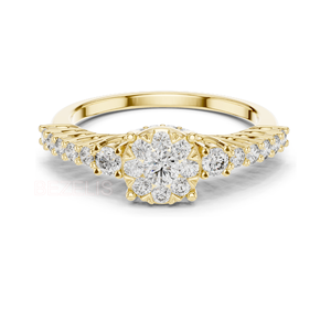 Breathtaking round Cut Lab Created Diamond <b>Statement</b> <b>Ring</b> in Platinum Finish Vintage Charm High End Luxury Fine Jewelry - Product Image 1