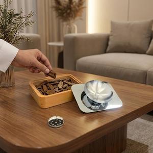 Quemador de Bakhoor Cuadrado Moderno de Madera, Mabkhara de Metal de Lujo para Carbón, Porta Incienso Árabe Minimalista para Decoración del Hogar y Regalos - Product Image 5