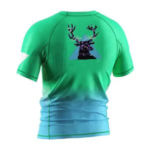 Professional Men BJJ Rashguard Short Sleeve MMA Compression Shirt Gradient Jiu Jitsu Training Wear Breathable <b>Surfing</b> Rash Guard - Product Image 2