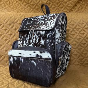 Hair On Leather <b>Backpack</b> Handmade Genuine Cowhide Travel School Bag Premium Fashion <b>Backpack</b> for Women Men Luxury LHBP-0066 - Product Image 1
