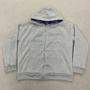 Sweat à capuche zippé oversize gris simple, style gothique décontracté, unisexe - Product Image 4