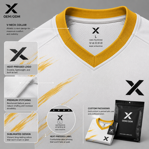 Ensemble de maillot de rugby pour hommes X Sports City, sublimé, 100% polyester, col en V, sans manches, respirant, évacuant l'humidité, toutes saisons - Product Image 4