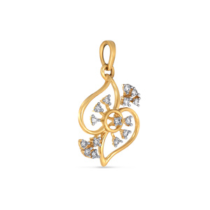 Pendentif floral élégant plaqué or avec un design à trois pétales de feuilles et des accents en grappe scintillants pour bijoux de mode féminins - Product Image 2