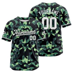 Camiseta de Béisbol Personalizada con Camuflaje, Unisex, Manga Corta, Cierre de Botones, Transpirable, de Poliéster, con Nombre del Equipo 00, Impresión Sublimada - Product Image 1