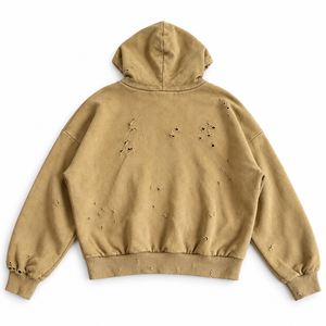 Sweat à capuche pour homme avec épingle de sûreté, effet vieilli, coupe oversize, style streetwear vintage, motif graphique, logo personnalisé, marque privée, fabricant grossiste - Product Image 2