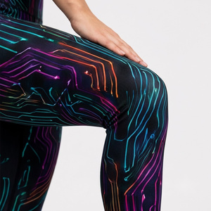 Neon Circuit <b>Print</b> High Waist <b>Leggings</b> Full Length Stretch Sporty Women's <b>Leggings</b> - Product Image 4