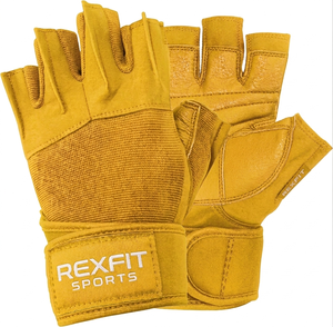Rexfit Sports Leather Half Finger Gym <b>Gloves</b> Adjustable Wrist Strap <b>Weight</b> Lifting Workout <b>Gloves</b> Unisex Outdoor Apparel - Product Image 6