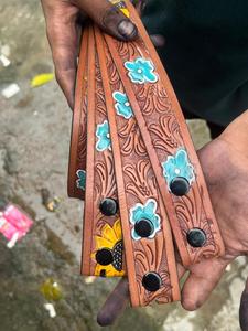 Hand tooled leather <b>belts</b> with artisan detailing ideal for fashion wear gifting <b>western</b> outfits traditional styles and - Product Image 2