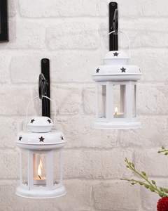 Ensemble de 2 lanternes murales en métal Wall Star Light, porte-bougies suspendus pour bougies chauffe-plat, décoration festive intérieure et extérieure, vente en gros à l'exportation - Product Image 5