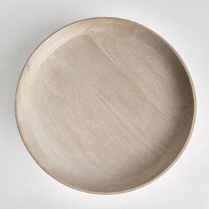 Grande assiette de service en bois blanchi écologique, peu profonde, sur pied, pour centre de table de fête, présentoir moderne - Product Image 3