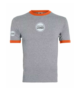 T-shirts unisexes à col contrastant en tissu tri-mélange couleur charbon - Product Image 6