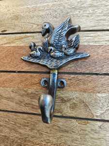 Vintage Metal Swan <b>Wall</b> <b>Hook</b> - Rustic Cast Iron Animal Decorative Hanger - Heavy Duty <b>Wall</b> Mount <b>Hook</b> <b>for</b> Coats Bags and <b>Keys</b> - Product Image 6