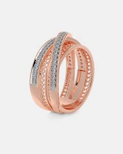 Anillo de Compromiso Ajustable de Plata de Ley 925 con Diamante, Chapado en Oro Rosa, Estilo Minimalista, Joyería para Mujer - Product Image 2