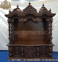 Compre un Mandir Pooja Exclusivo Hecho a Mano con Puertas, Templo de Madera de Teca con Tallados Intrincados y Cajones, Unidad Pooja de Gran Tamaño, Fabricante del Reino Unido