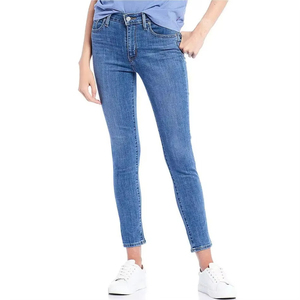 Mejor Edición: Jeans Rectos de Mezclilla Azul para Adulto, Cintura Media, Poliéster/Algodón, Otoño, Cortavientos, Transpirables, Casuales, Largos - Product Image 1