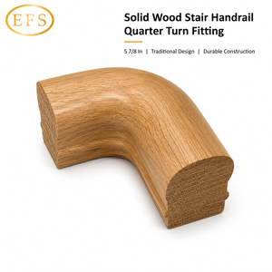 Solid Wood Red Oak Stair Handrail 90-Degree Quarter Turn | 5-7/8 Inch Contemporary Staircase Corner Fitting | Eco-Friendly - Product Image 1
