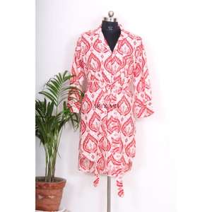 Veste pour femme à imprimé floral bohème, conçue sur mesure, en coton fait main, grande taille, style décontracté, avec découpes et boutons, style coréen - Product Image 1