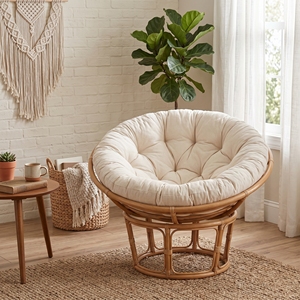 Silla Papasan Cirebon Mandola con Núcleo de Ratán y Tela Daphnie, Estilo Resort Premium, Asientos de Patio para Exteriores, Juego de Cojines Tejidos - Product Image 4