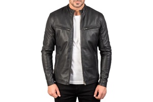 Veste imperméable en cuir effet serpent pour homme, collection Hiver 2026, style urbain, avec logo frontal - Product Image 5
