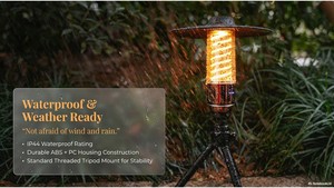 Lanterne de Camping Rétro Type-C Rechargeable, Lampe de Tente d'Urgence Étanche, Couverture d'Atmosphère Chaude, Batterie pour la Pêche - Product Image 4