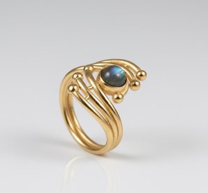 Unique Celestial Wave Labradorite <b>Ring</b> Gold Vermeil Multi-Band Spiral Natural Stone <b>Ring</b> <b>Adjustable</b> Artisan Jewelry Supplier - Product Image 5