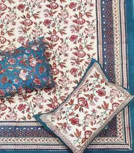 Drap de lit en pur coton avec motif imprimé au bloc à la main style bohème, couvre-lit doux pour la décoration intérieure, disponible en tailles King et Double - Product Image 3