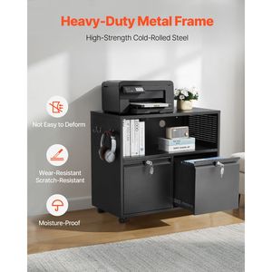 2 <b>Drawers</b> Metal Lateral <b>File</b> Cabinet with Adjustable Hanging Rods & Lock Wide Storage Filing Cabinets - Product Image 5
