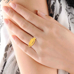 Bloom Petal Leaf Gold Plated <b>Adjustable</b> <b>Ring</b> for Women Delicate Floral Nature Inspired Fashion Jewelry - Product Image 2