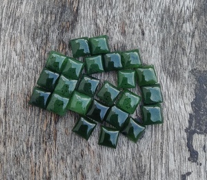 Pierre précieuse en jade néphrite naturel, cabochon carré, dos plat, calibrée, pierre en vrac pour la fabrication de bijoux, fournisseur en gros - Product Image 5