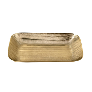 Rectangular <b>Serving</b> <b>Tray</b> With Gold Handles Polished Metal Finish For Residential Use Tableware <b>Food</b> <b>Serving</b> <b>Tray</b> - Product Image 2