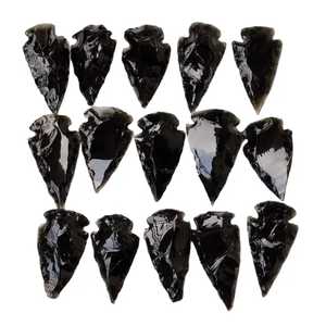 Bijoux personnalisés de qualité supérieure en obsidienne noire et agate, gravés, motif féerique, pointe de flèche en forme de croissant, pierre précieuse, faits à la main - Product Image 5