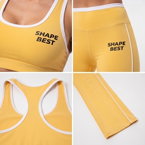 Conjunto de yoga de 2 piezas para mujer: sujetador deportivo con cuello redondo y leggings acampanados con rayas laterales, conjunto de compresión para gimnasio - Product Image 6