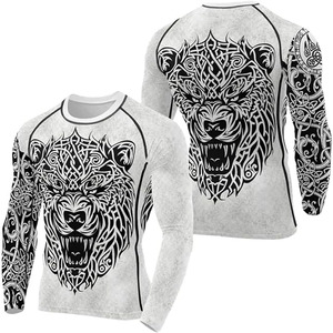 Camiseta Deportiva Unisex Negra de Manga Larga con Estampado de Lobo Vikingo, Ajustada, Transpirable, de Secado Rápido, Ligera, para Deportes de Combate MMA - Product Image 5