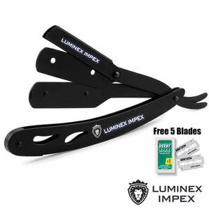 Navaja de Afeitar Recta Vintage Luminex Impex con Mango de Concha de Abulón y Acero al Carbono, Lista para Usar en Barberías y Salones - Product Image 6